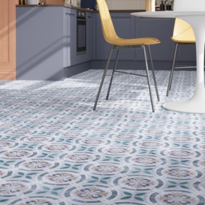 Dalle PVC clipsable Mambo 63x32 cm décor carreaux ciment multico GoodHome (vendue au carton)