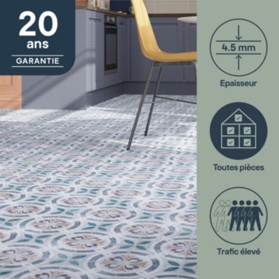 Dalle PVC clipsable Mambo 63x32 cm décor carreaux ciment multico GoodHome (vendue au carton)