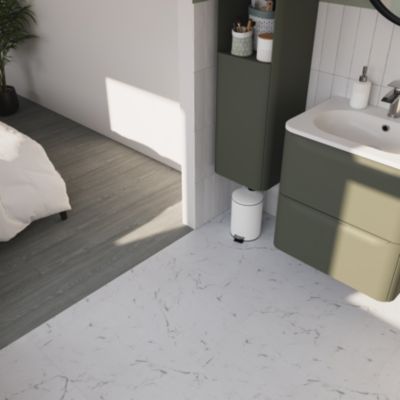 Dalle PVC clipsable Mambo 82x42 cm marbre blanc GoodHome (vendue au carton)