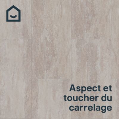 Dalle PVC clipsable pour sol intérieur l.32 x L.63 cm effet pierre travertin GoodHome Mambo (vendue au carton)