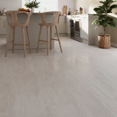 Dalle PVC clipsable pour sol intérieur l.32 x L.63 cm effet pierre travertin GoodHome Mambo (vendue au carton)