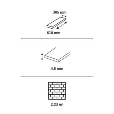 Dalle PVC clipsable pour sol intérieur l.32 x L.63 cm effet pierre travertin GoodHome Mambo (vendue au carton)