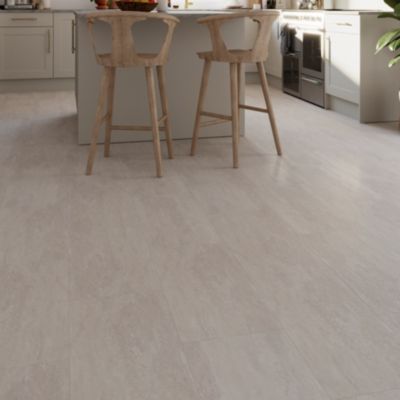 Dalle PVC clipsable pour sol intérieur l.32 x L.63 cm effet pierre travertin GoodHome Mambo (vendue au carton)