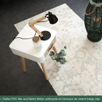 Dalle sol PVC Clipsable Mix and Match - Click 5G - Béton anthracite - Paquet de 1,49 m²