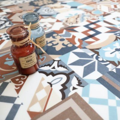 Dalle sol PVC Clipsable Mix and Match - Click 5G - Carreaux de ciment patchwork terracotta - Paquet de 1,49 m²
