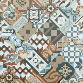 Dalle sol PVC Clipsable Mix and Match - Click 5G - Carreaux de ciment patchwork terracotta - Paquet de 1,49m²
