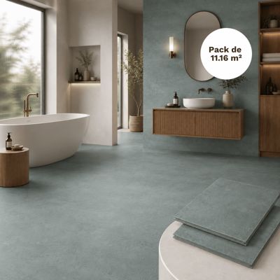 Dalle SPC clipsable sol et mur 11,16 m² béton ciré - 305 x 610 mm, usure 0,5 mm Béton ciré
