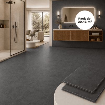 Dalle SPC clipsable sol et mur 20,46 m² pierre noire - 305 x 610 mm, usure 0,5 mm Pierre noire