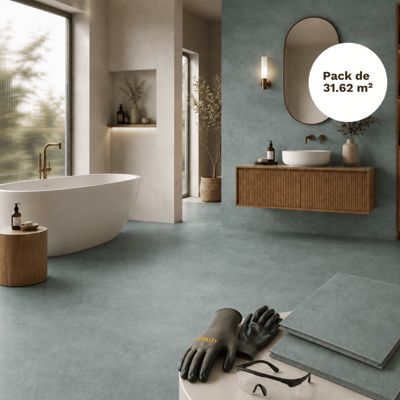 Dalle SPC clipsable sol et mur 31,62 m² béton ciré - 305 x 610 mm, usure 0,5 mm Béton ciré