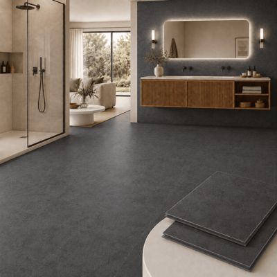 Dalle SPC sols et murs en paquet de 10 dalles de 305X610X4MM (1,86 m²) Pierre noire