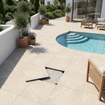Dalle sur plots BODO BEIGE 60x60x2 cm effet pierre antidérapant R11