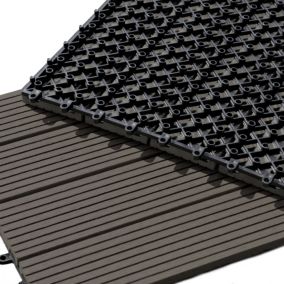 Dalle Terrasse Bois Composite clipsable - Brun Foncé - Lot de 6 dalles 30x60cm soit 1,08m²)