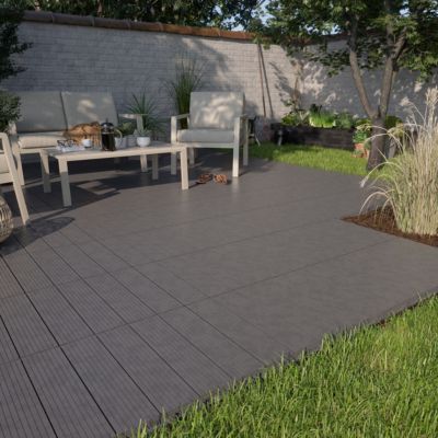 Dalle terrasse Horten en caoutchouc Klikstrom L.45 x l.45 x ep.2,5cm gris anthracite