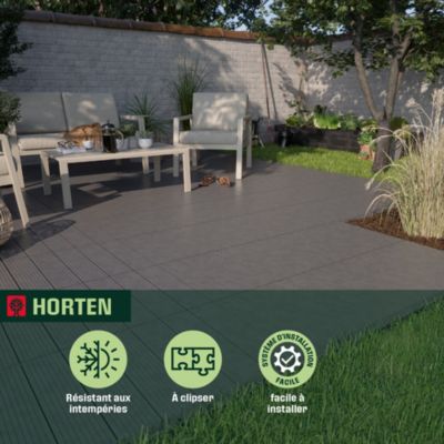 Dalle terrasse Horten en caoutchouc Klikstrom L.45 x l.45 x ep.2,5cm gris anthracite