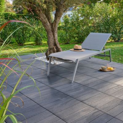 Dalle terrasse Horten en caoutchouc Klikstrom L.45 x l.45 x ep.2,5cm gris anthracite