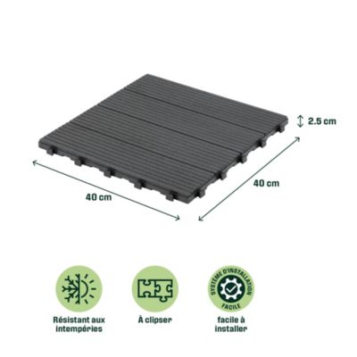 Dalle terrasse Horten Klikstrom L.45 x l.45 x ep.2,5cm gris anthracite