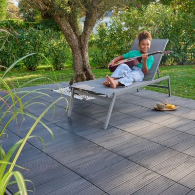 Dalle terrasse Horten Klikstrom L.45 x l.45 x ep.2,5cm gris anthracite