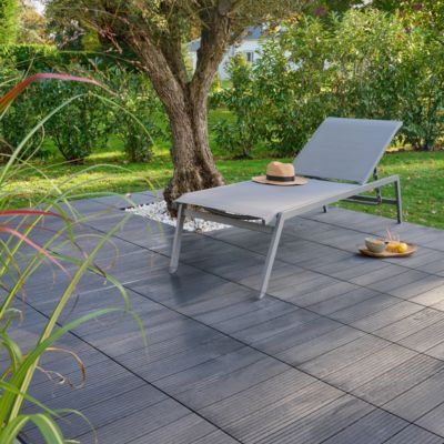 Dalle terrasse Horten Klikstrom L.45 x l.45 x ep.2,5cm gris anthracite