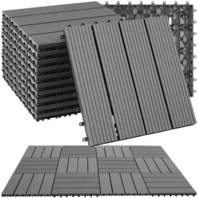 Dalles de terrasse Lot de 11 dalles avec système de clic gris