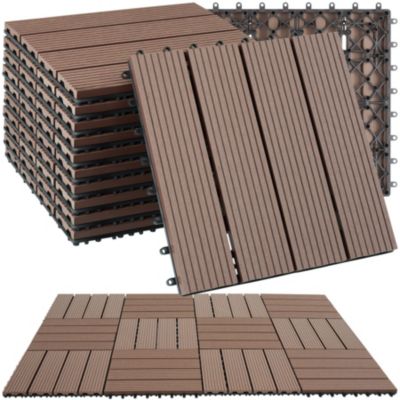 Dalles de terrasse Lot de 11 dalles avec système de clic marron