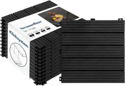 Dalles de Terrasse Lot de 11 pièces, Claire Anthracite 30 x 30 cm - 1 m²