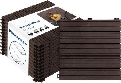 Dalles de Terrasse Lot de 11 pièces, Claire, Marron 30 x 30 cm - 1 m²