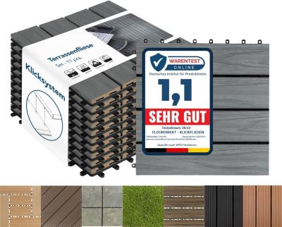 Dalles de Terrasse Lot de 11 pièces, Classic Gris 30 x 30 cm - 1 m²