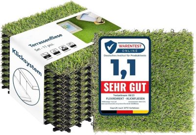 Dalles de Terrasse Lot de 11 pièces, gazon synthétique, 30 x 30 cm - 1 m²