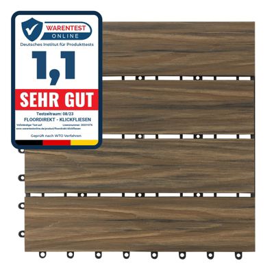 Dalles de Terrasse Lot de 11 pièces, Mix Teck 30 x 30 cm - 1 m² - Floordirekt