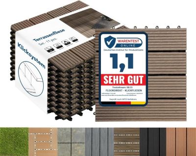 Dalles de Terrasse Lot de 11 pièces, Royal Marron foncé  30 x 30 cm - 1 m²