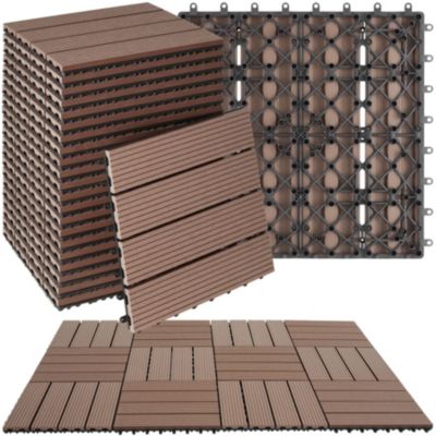 Dalles de terrasse Lot de 22 pièces avec système de clic marron