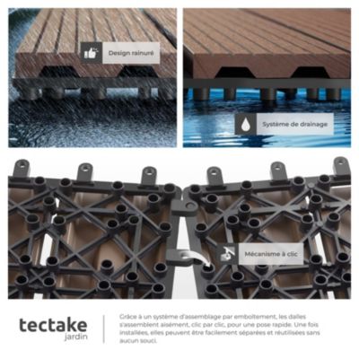 Dalles de terrasse Lot de 22 pièces avec système de clic marron