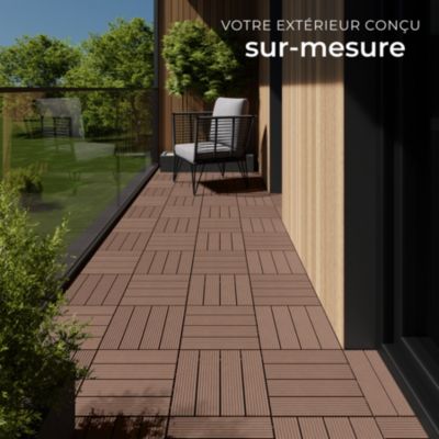 Dalles de terrasse Lot de 22 pièces avec système de clic marron