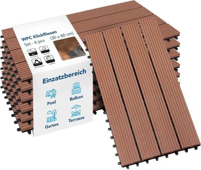 Dalles de Terrasse Lot de 6 pièces, Royal Marron clair 60 x 30 cm - 1 m²