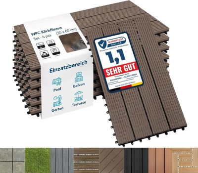 Dalles de Terrasse Lot de 6 pièces, Royal Marron foncé 60 x 30 cm - 1 m²