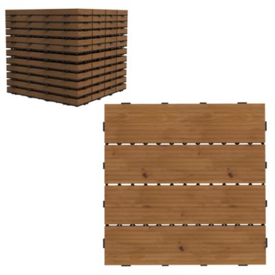 Dalles terrasse - caillebotis - lot de 12 pcs, max. 1,08 m²- clipsables, installation très simple - lamelles bois sapin pré-huilé