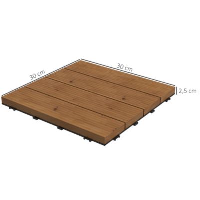 Dalles terrasse - caillebotis - lot de 12 pcs, max. 1,08 m²- clipsables, installation très simple - lamelles bois sapin pré-huilé