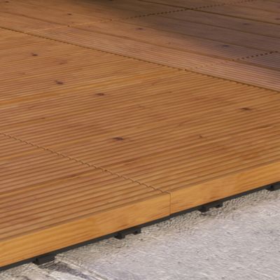 Dalles terrasse - caillebotis - lot de 12 pcs, max. 1,08 m²- clipsables, installation très simple - lamelles bois sapin pré-huilé
