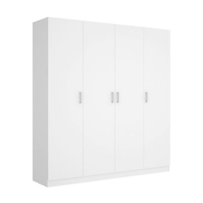 Danna Armoire, Cintre pour chambre à coucher, Armoire avec 4 portes battantes, 200x52h215 cm, Blanc