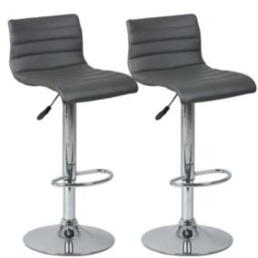 DAVIDSON - Lot de 2 Tabourets de Bar Gris