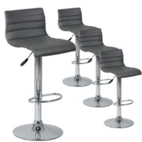 DAVIDSON - Lot de 4 Tabourets de Bar Gris