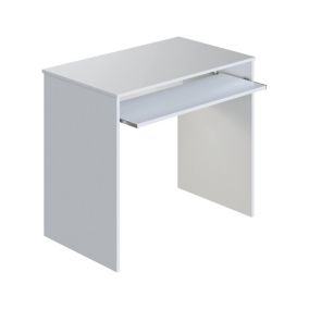 Dayton Desk, Bureau avec étagère, Table d'étude pour PC pour bureau ou chambre, Table d'étude, 90x54h79 cm, Blanc