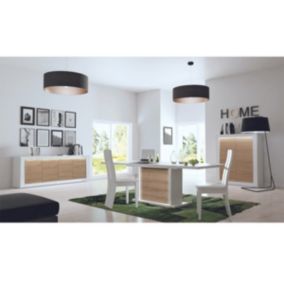 DAYTON OAK - Ensemble Séjour avec Table Allongeable 180-225cm + Leds