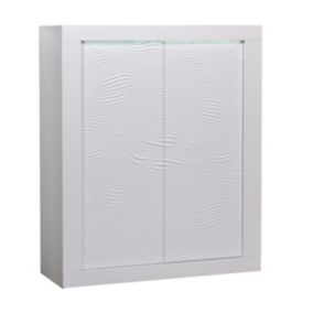 DAYTON WHITE - Meuble de Rangement 2 Portes Laqué Blanc et Leds