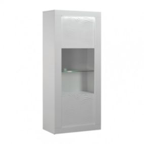 DAYTON WHITE - Vitrine 1 Porte Réversible Laquée Blanche et Leds