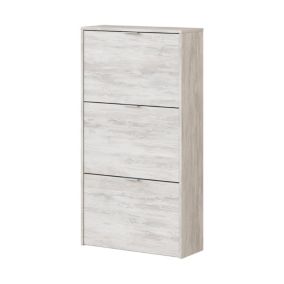 Dcosta Meuble chaussures, armoire à chaussures avec 3 portes pliantes,  70x17h180 cm, Blanc