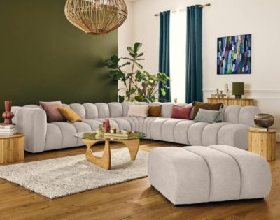 Debbie - canapé modulable d'angle droit 5 places en tissu texturé - Lisa Design