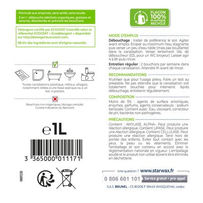 Déboucheur 3 en 1 aux enzymes SoluVert Starwax 1L