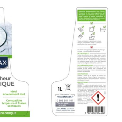 Déboucheur biologique Starwax 1L sans acide sans soude