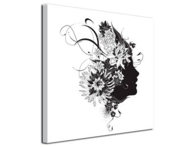 DECLINA, Tableau toile imprimée Paysage, Tableau décoratif moderne sur toile Visage Noir et Blanc, 100x100 cm